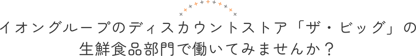 イオングループのディスカウントストア「ザ・ビッグ」の生鮮食品部門で働いてみませんか？