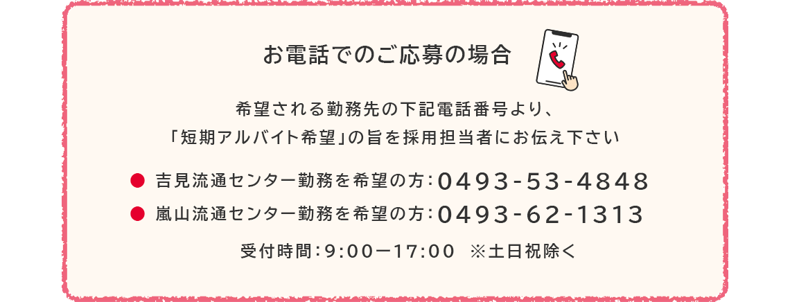 お電話でのご応募の場合