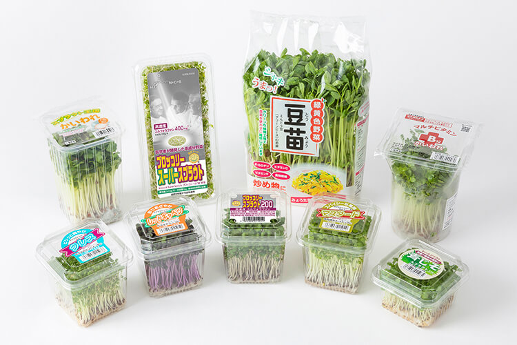 村上農園の発芽野菜の商品ラインナップの写真